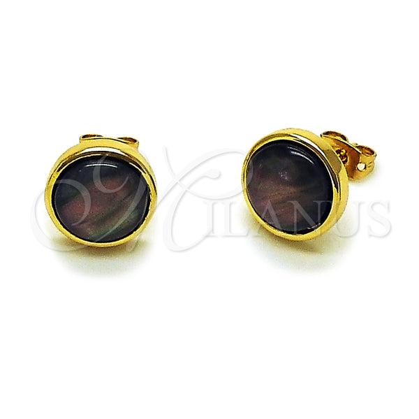 Gold Filled Ring — Stud Earring with Jet Opal Polished 02. — main product view — SKU 165184 | Oro Laminado anillo — Stud Earring with Jet Opal pulido 02. — SKU 165184