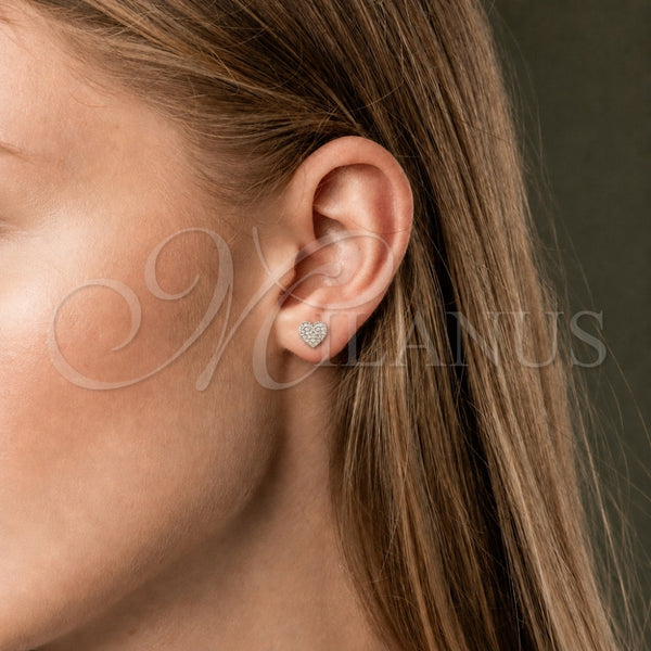 White Gold Filled Ring — Stud Earring Heart Design with White Cubic Zirconia — main product view — SKU 165189 | Oro Laminado Blanco anillo — Stud Earring corazón diseño with blanco Cubic Zirconia — SKU 165189