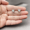 Rhodium Gold Filled Stud Earring, Heart Design, with White Cubic Zirconia, Polished, Rhodium Finish, 02.342.0016.1