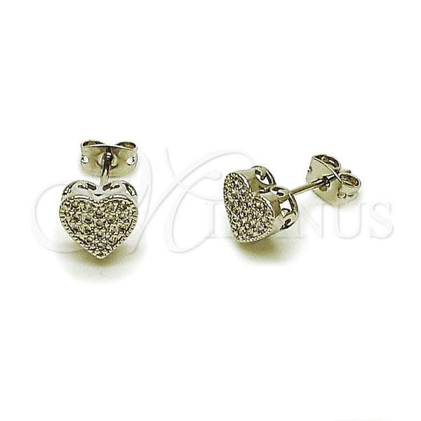 Rhodium Gold-Filled Heart Earrings 02.342.0016.1 — main product image — SKU 165189 | Aretes de Oro Laminado con Rodio 02.342.0016.1 — imagen principal del producto — SKU 165189