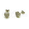 Rhodium Gold Filled Stud Earring, Heart Design, with White Cubic Zirconia, Polished, Rhodium Finish, 02.342.0016.1