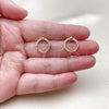 Oro Laminado Stud Earring, Gold Filled Style with White Cubic Zirconia, Polished, Golden Finish, 02.342.0367