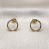 Oro Laminado Stud Earring, Gold Filled Style with White Cubic Zirconia, Polished, Golden Finish, 02.342.0367