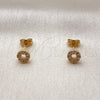 Oro Laminado Stud Earring, Gold Filled Style with White Cubic Zirconia, Polished, Golden Finish, 02.342.0368
