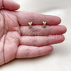 Oro Laminado Stud Earring, Gold Filled Style with White Micro Pave, Polished, Golden Finish, 02.342.0369