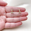 Oro Laminado Stud Earring, Gold Filled Style with White Micro Pave, Polished, Golden Finish, 02.342.0370