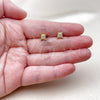 Oro Laminado Stud Earring, Gold Filled Style with White Micro Pave, Polished, Golden Finish, 02.342.0372