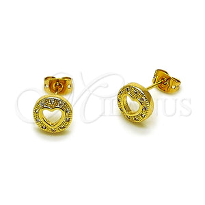 Gold Filled Ring — Stud Earring Heart Design with White Micro Pave — main product view — SKU 165198 | Oro Laminado anillo — Stud Earring corazón diseño with blanco Micro Pave — SKU 165198