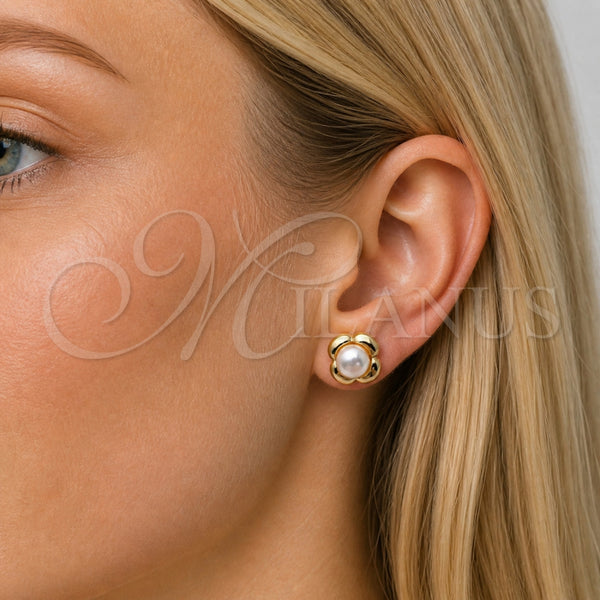 Gold Filled Ring — Stud Earring Four-leaf Clover and Ball Design with — alternate product view — SKU 165201 | Oro Laminado anillo — Stud Earring Four-leaf Clover and Ball diseño with — SKU 165201
