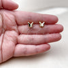 Oro Laminado Stud Earring, Gold Filled Style Butterfly Design, Polished, Golden Finish, 02.342.0377