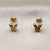 Oro Laminado Stud Earring, Gold Filled Style Butterfly Design, Polished, Golden Finish, 02.342.0377