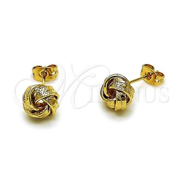Gold Filled Ring — Stud Earring Love Knot Design Diamond Cutting 02. — main product view — SKU 165203 | Oro Laminado anillo — Stud Earring Love Knot diseño Diamond Cutting 02. — SKU 165203
