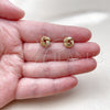 Oro Laminado Stud Earring, Gold Filled Style Love Knot Design, Diamond Cutting Finish, Golden Finish, 02.342.0380