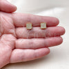 Oro Laminado Stud Earring, Gold Filled Style with White Cubic Zirconia, Polished, Golden Finish, 02.342.0385