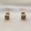 Oro Laminado Stud Earring, Gold Filled Style with White Cubic Zirconia, Polished, Golden Finish, 02.342.0385
