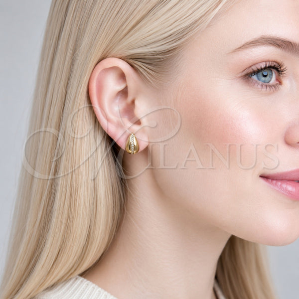 Gold Filled Ring — Stud Earring Teardrop Design with White Micro Pave — alternate product view — SKU 165212 | Oro Laminado anillo — Stud Earring Teardrop diseño with blanco Micro Pave — SKU 165212
