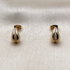 Oro Laminado Stud Earring, Gold Filled Style Teardrop Design, with White Micro Pave, Polished, Golden Finish, 02.342.0387