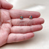 Oro Laminado Stud Earring, Gold Filled Style Four-leaf Clover Design, with Multicolor Cubic Zirconia and White Micro Pave, Polished, Golden Finish, 02.342.0389