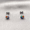 Rhodium Gold Filled Stud Earring, Four-leaf Clover Design, with Multicolor and White Cubic Zirconia, Polished, Rhodium Finish, 02.342.0389.1