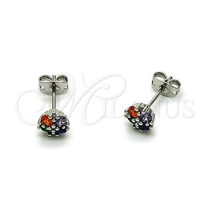 White Gold Filled Ring — Stud Earring Four-leaf Clover Design with Multicolor and — main product view — SKU 165215 | Oro Laminado Blanco anillo — Stud Earring Four-leaf Clover diseño with Multicolor and — SKU 165215