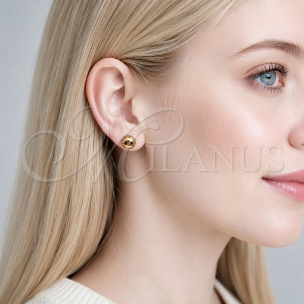Gold Filled Ring — Stud Earring Ball Design with White Micro Pave — alternate product view — SKU 165217 | Oro Laminado anillo — Stud Earring Ball diseño with blanco Micro Pave — SKU 165217