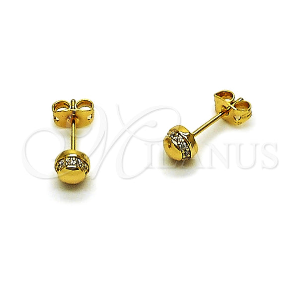 Gold Filled Ring — Stud Earring Ball Design with White Micro Pave — main product view — SKU 165217 | Oro Laminado anillo — Stud Earring Ball diseño with blanco Micro Pave — SKU 165217