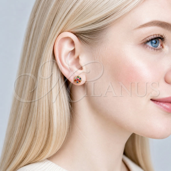 Gold Filled Ring — Stud Earring Ball Design with Multicolor Micro Pave — alternate product view — SKU 165218 | Oro Laminado anillo — Stud Earring Ball diseño with Multicolor Micro Pave — SKU 165218