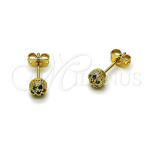 Gold Filled Ring — Stud Earring Ball Design with Multicolor Micro Pave — main product view — SKU 165218 | Oro Laminado anillo — Stud Earring Ball diseño with Multicolor Micro Pave — SKU 165218