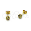 Oro Laminado Stud Earring, Gold Filled Style Ball Design, with Multicolor Micro Pave, Polished, Golden Finish, 02.342.0392
