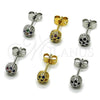 Rhodium Gold Filled Stud Earring, Ball Design, with Multicolor Micro Pave, Polished, Rhodium Finish, 02.342.0392.1
