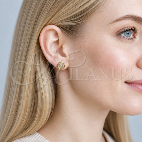 Gold Filled Ring — Stud Earring with White Micro Pave Polished 02. — alternate product view — SKU 165221 | Oro Laminado anillo — Stud Earring with blanco Micro Pave pulido 02. — SKU 165221