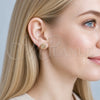 Oro Laminado Stud Earring, Gold Filled Style with White Micro Pave, Polished, Golden Finish, 02.342.0393