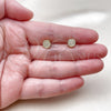 Oro Laminado Stud Earring, Gold Filled Style with White Micro Pave, Polished, Golden Finish, 02.342.0393