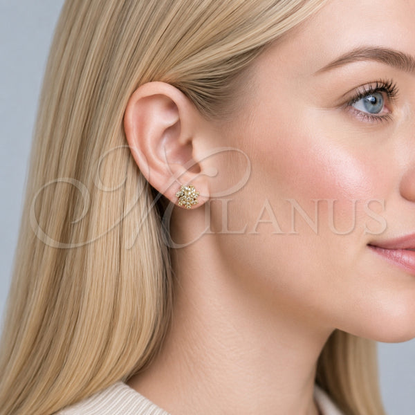 Gold Filled Ring — Stud Earring Flower Design with White Micro Pave — alternate product view — SKU 165222 | Oro Laminado anillo — Stud Earring flor diseño with blanco Micro Pave — SKU 165222