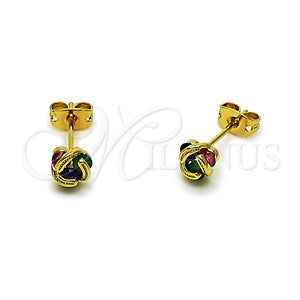 Gold Filled Ring — Stud Earring Love Knot Design with Multicolor Cubic — main product view — SKU 165224 | Oro Laminado anillo — Stud Earring Love Knot diseño with Multicolor Cubic — SKU 165224