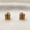 Oro Laminado Stud Earring, Gold Filled Style with White Micro Pave, Polished, Golden Finish, 02.342.0397
