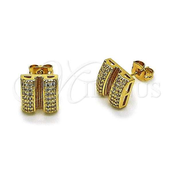 Gold Filled Ring — Stud Earring with White Micro Pave Polished 02. — main product view — SKU 165226 | Oro Laminado anillo — Stud Earring with blanco Micro Pave pulido 02. — SKU 165226