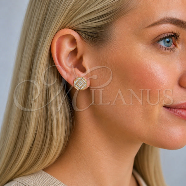 Gold Filled Ring — Stud Earring with White Micro Pave Polished 02. — alternate product view — SKU 165227 | Oro Laminado anillo — Stud Earring with blanco Micro Pave pulido 02. — SKU 165227