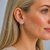 Oro Laminado Stud Earring, Gold Filled Style with White Micro Pave, Polished, Golden Finish, 02.342.0398