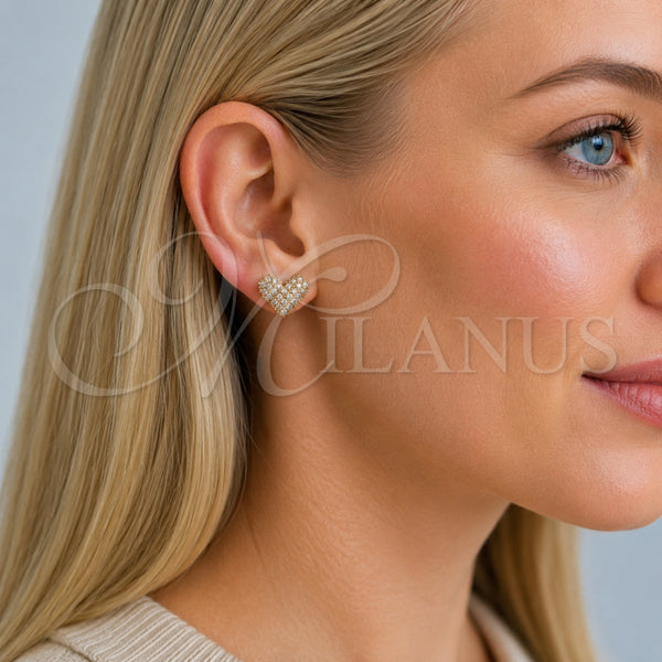 Gold Filled Ring — Stud Earring Heart Design with White Cubic Zirconia — alternate product view — SKU 165228 | Oro Laminado anillo — Stud Earring corazón diseño with blanco Cubic Zirconia — SKU 165228