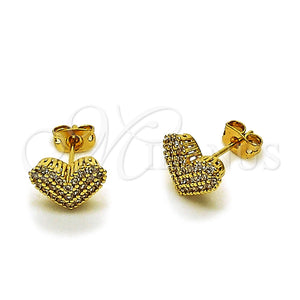 Gold Filled Ring — Stud Earring Heart Design with White Cubic Zirconia — main product view — SKU 165228 | Oro Laminado anillo — Stud Earring corazón diseño with blanco Cubic Zirconia — SKU 165228