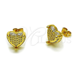 Gold Filled Ring — Stud Earring Heart Design with White Micro Pave — main product view — SKU 165229 | Oro Laminado anillo — Stud Earring corazón diseño with blanco Micro Pave — SKU 165229
