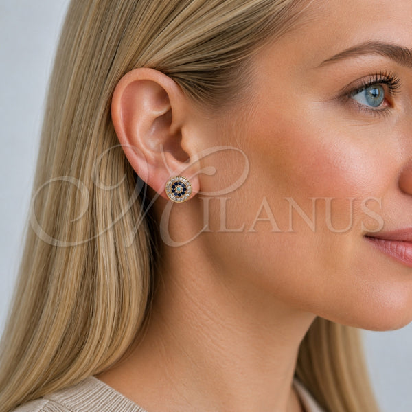 Gold Filled Ring — Stud Earring Cluster Design with Sapphire Blue and — alternate product view — SKU 165230 | Oro Laminado anillo — Stud Earring Cluster diseño with Sapphire Blue and — SKU 165230