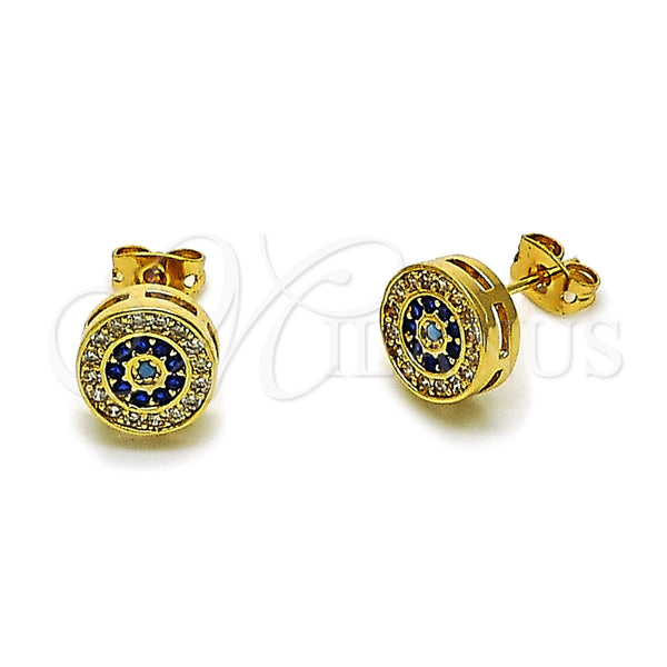 Gold Filled Ring — Stud Earring Cluster Design with Sapphire Blue and — main product view — SKU 165230 | Oro Laminado anillo — Stud Earring Cluster diseño with Sapphire Blue and — SKU 165230