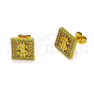 Gold Filled Ring — Stud Earring Money Sign Design with White Micro — main product view — SKU 165231 | Oro Laminado anillo — Stud Earring Money Sign diseño with blanco Micro — SKU 165231