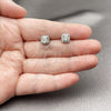 Rhodium Gold Filled Stud Earring, Cluster Design, with White Cubic Zirconia and White Micro Pave, Polished, Rhodium Finish, 02.342.0404