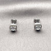 Rhodium Gold Filled Stud Earring, Cluster Design, with White Cubic Zirconia and White Micro Pave, Polished, Rhodium Finish, 02.342.0404