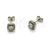 Rhodium Gold Filled Stud Earring, Cluster Design, with White Cubic Zirconia and White Micro Pave, Polished, Rhodium Finish, 02.342.0404