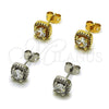 Rhodium Gold Filled Stud Earring, Cluster Design, with White Cubic Zirconia and White Micro Pave, Polished, Rhodium Finish, 02.342.0404
