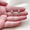 Oro Laminado Stud Earring, Gold Filled Style Cluster Design, with White Cubic Zirconia and White Micro Pave, Polished, Golden Finish, 02.342.0404.1